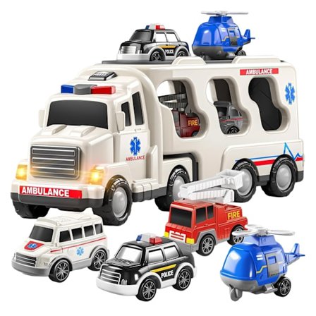 1 Sett Barnevogn Leketøybil med Musikk Lys Treghetsdrift Pedagogisk Transportlastebil Småbarn Gutter Jenter Containerkjøretøy Leketøy Bursdagsgaver