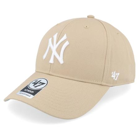 47 Brand - MLB Beige adjustable Cap - New York Yankees Raised Basic Mvp Khaki/White Adjustable @ Hatstore