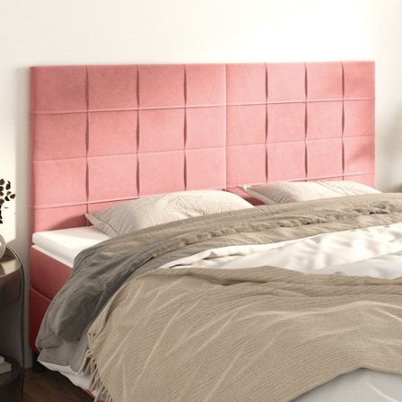 Sänggavel rosa 180x5x118/128 cm sammet