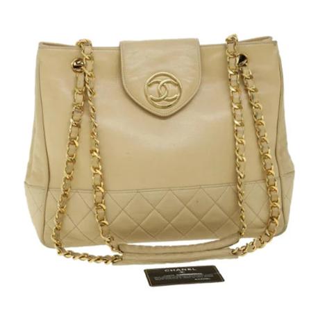 Chanel Vintage, Pre-owned Leather chanel-bags Beige, unisex, Maat:ONE Size,leer
