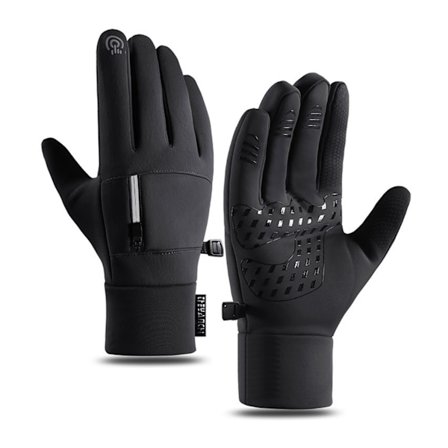 Touchscreen Skihandsker til Mænd med Lomme Bløde Vandafvisende Termiske Handsker til Vandreture Fiskeri Sort