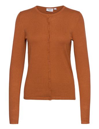 A8661, Milasz R-Neck Cardigan Strikkegenser Cardigan Brun Saint Tropez