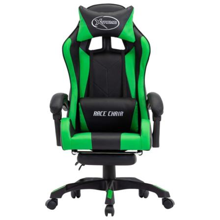 Vidaxl Gamingstol Med Fotstöd Grön Och Svart Konstläder Grön