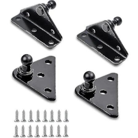10 mm kulbult monteringsfästen 2 st L-typ och 2 st platt-typ med 16 st skruvar för gasfjäder gasfjädrar gasdämpare Lift-o-mat, Svart-Yvan