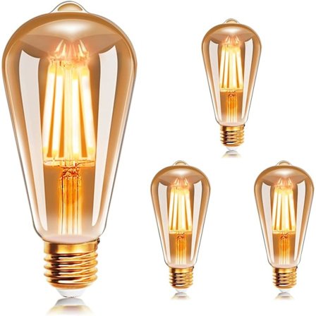 Varmt Lys LED-pære, Gult Glass Vintage Edison-stil med Retro Design og Myk Gult Skinn, Filament LED-pærer for Omgivelsesbelysning, Energibesparende