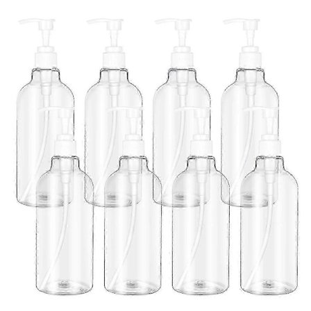 8 st 500 ml Påfyllningsbara Pumpflaskor Transparent Schampo Dispenser Lotion Flytande Flaskor För Badrum Kök_ww_Specialerbjudanden