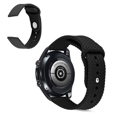 Universal silicone in weave design watch band - Black
