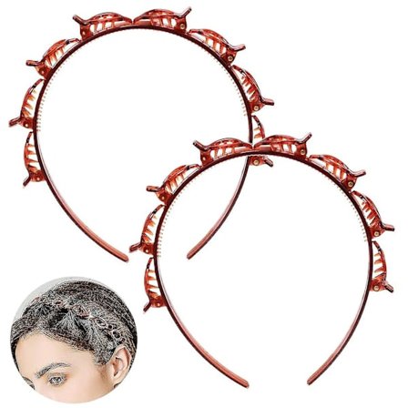 2 stk. Hårbånd med klemmer og flettet dobbelt pandehår