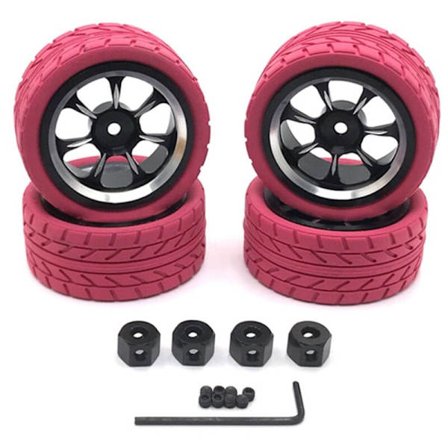 65mm metallfelg dekk med 12mm adapter for C14 C24 MN D90 MN98 MN99S MN-90 RC bil oppgraderingsdeler, rosa