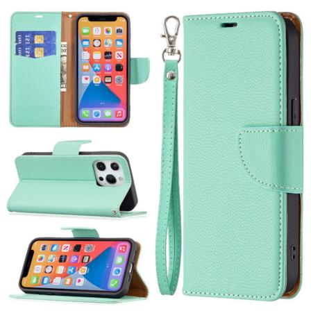 SKALO iPhone 13 Pro Premium Litchi Pung - Turkis Turquoise