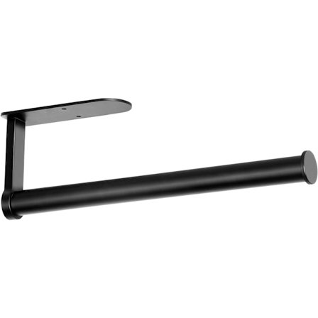 Sort køkkenrulleholder til underskab, selvklæbende eller boret køkkenrulleholder til vægmontering, til køkken og badeværelse