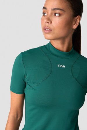 ICANIWILL - Contrast T-shirt Deep Emerald - Dame - ICIW