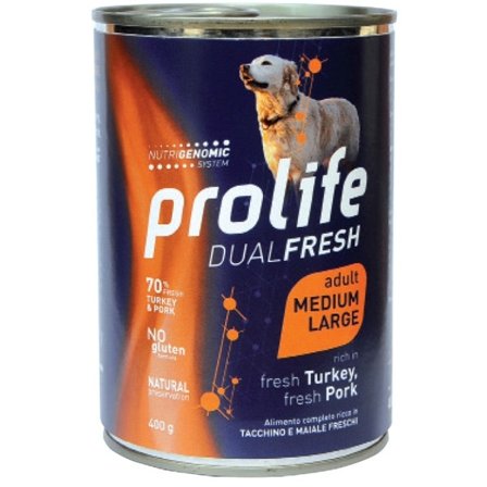 Prolife Dual Fresh Tacchino E Maiale Freschi Cibo Umido Per Cani