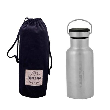 YUMMII YUMMII Termoflaske bambus sort låg 350 ml, Tøj & Bolig, Opbevaring & Organisering, Termoflasker