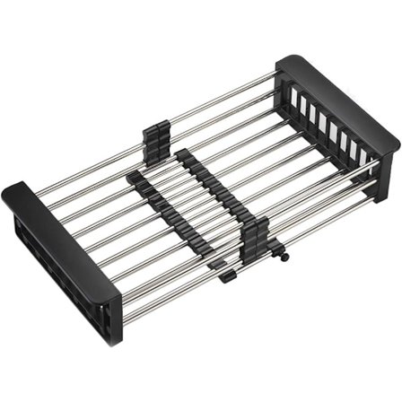 Säädettävä ruostumattomasta teräksestä valmistettu valutuskori, valutusastia astioille, vihanneksille ja hedelmille, tiskipöydälle tai altaaseen, 