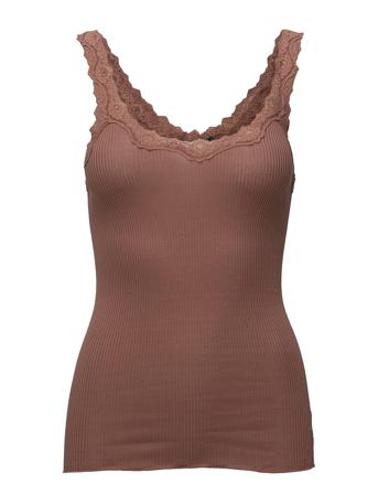 Silk Top W/ Lace T-shirts & Tops Sleeveless Rosa Rosemunde*Betinget Tilbud