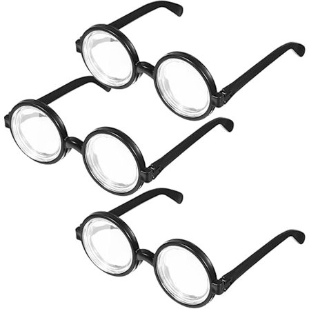 3 kpl pyöreät silmälasit, mustat silmälasit paksut hauskat silmälasit muoviset silmälasit naamiaisasusteet