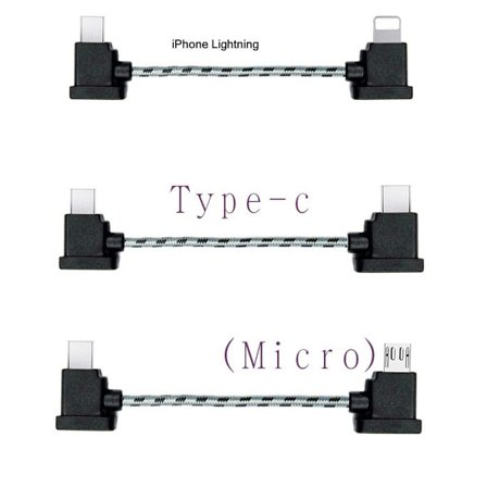 Kabel for Lighting / USB Type-C / Micro-USB for DJI Mavic Air2 mini2 USB Type-C flettet 15CM