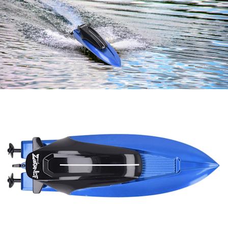 RC Båd Elektrisk Fjernstyret 2.4GHZ Højhastighed Hurtig Hobby til Pool Sø Børn Voksne Legetøj Gave Blå