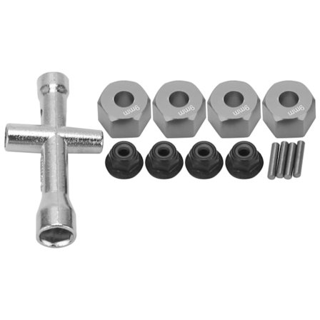 12 mm hjul sekskant hub adapter 9 mm tyk M4 flange låsemøtrikker krydsnøgle sæt til 1/10 RC bil titanium