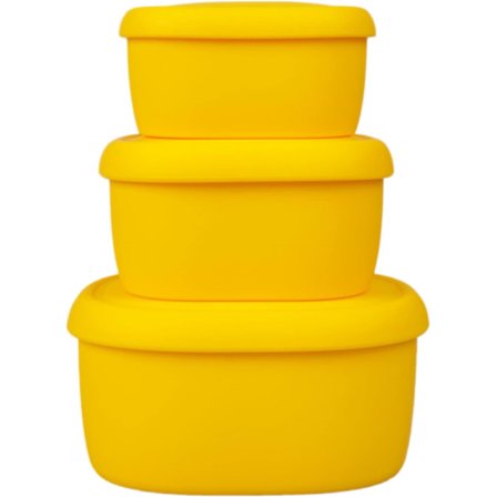 Nestbare Silikonbeholdere, sett med 3 Hard Shell Silikon Matbeholdere