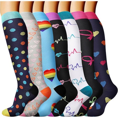 Kompressionsstrømper til mænd og kvinder 3/7 par Kompressionsstrømper til sport, cykling, flyrejser, løb L XL