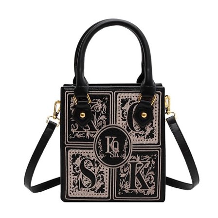 Vintage trykt taske Crossbody taske SORT