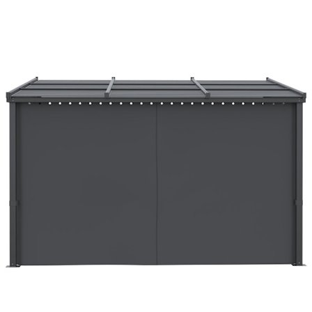 Rootz Garden Gazebo - Pergola liukukattoverhoilla - Alumiinirunko - Tummanharmaa - 3,65 x 2,55 x 2,05 m