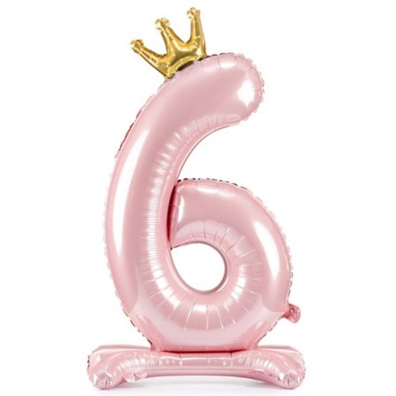 Sifferballong Stående Rosa Krona "0-9" Siffra 6