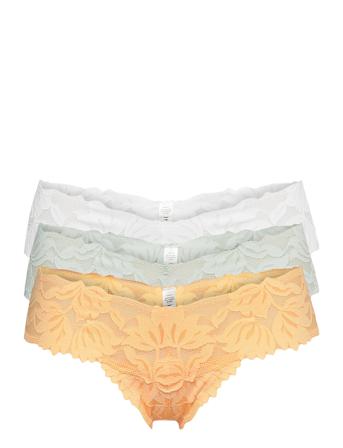 Brief 3 Pack Thong Low Flora Stringtruse Undertøy Oransje Lindex