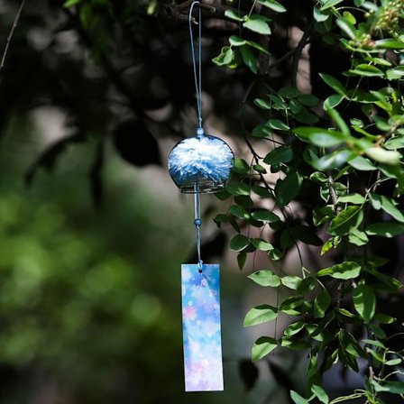 Japanilainen Tuulikello Lasinen Ulkokoriste Puutarhaan, Terassille & Parvekkeelle, Riippuva Tuulikello Koristelahja, Siunausriipus Tuulikello