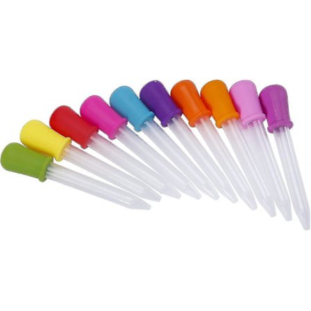 10 stycken flytande pipetter i silikon och plast för godis, olja, barnkök, 5 ml, 10 färger