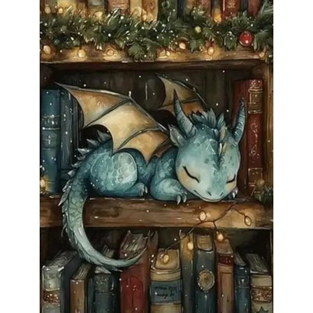 Diamantmålningssatser för vuxna, Bokhylla Drake Diamantkonstsatser för nybörjare, DIY Full Drill Gem Paint by Diamonds Dots Hantverkssatser för 