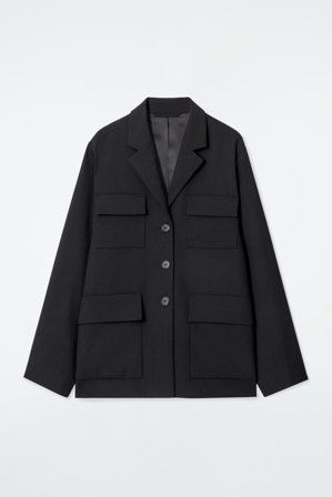 COS Femme Blazer Workwear Décontracté À Boutonnage Simple in Noir