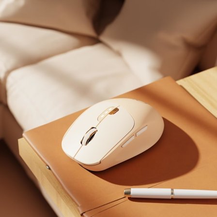 Q5 Trådløs Mus, Bluetooth & 2.4G Ergonomisk Støjsvag Mus med 1600 DPI til Bærbar PC og Kontorbrug, Mælke Te