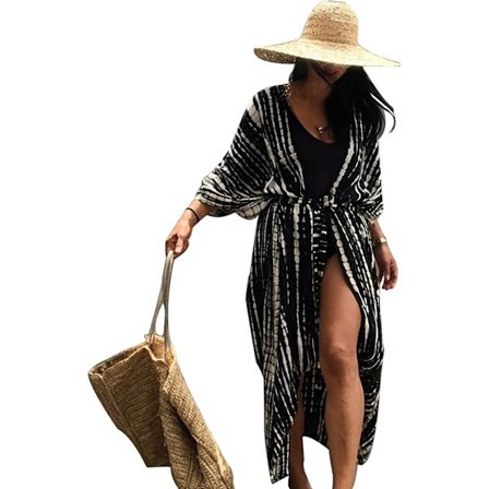 Trykt Cardigan Lang Strand Bikini Top