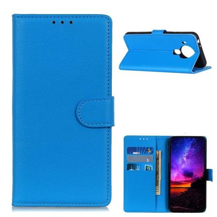 Nokia 5.4 - Litchi Läder Fodral - Blå Blue Blå