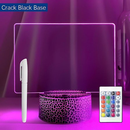 Omskrivbar 3D-nattlampa med meddelandetavla sovrum sovljus mjukt ljus skrivbordslampa rumsdekor skrivbordsdekorationer spricka svart-fjärrkontroll