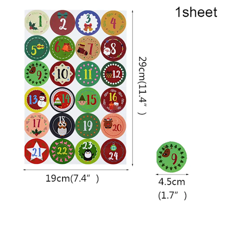 Hyvää joulua adventti kalenteri joulu lähtölaskenta lahja numero tarrat tarrat