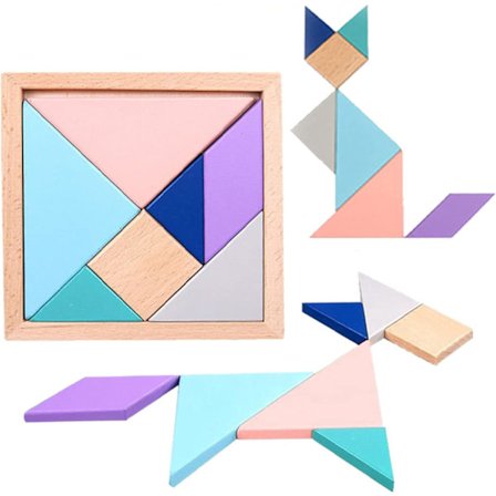 Logisk spil puslespil træblokke puslespil 7 stk træ tangram hjerne