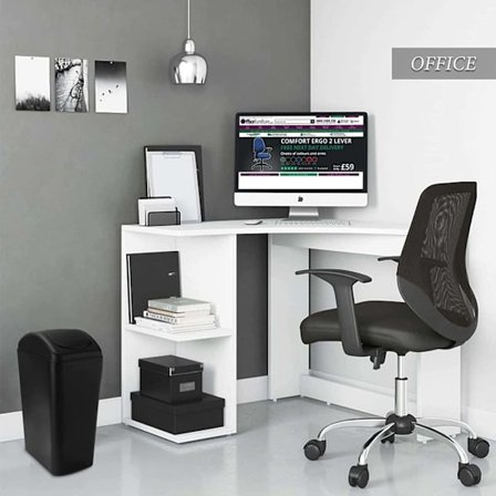 Liten papperskorg med lock, 12 liter/3 gallon liten grågrön plastkorg med lock för kontor, sovrum, badrum