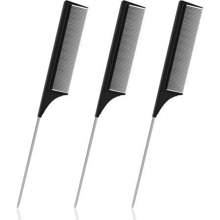 3 stk. antistatisk halekam, hårkam, kulfiberkam, stylingkam, skillekam, rottehalekam