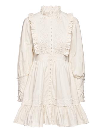 Winter Cotton Belted Mini Dress Dresses Party Dresses Creme By Ti Mo