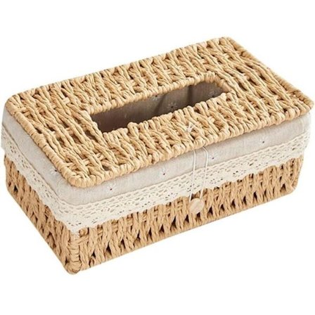 Vævet Kleenexboks Cover, Rattan Kleenexboks Holder, Flettet Kleenexboks Holder til Bil, Badeværelse, Toiletbord, Kontorbordplader, af DEBUNS