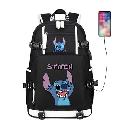 Anime Stitch Skoleveske - Stor Kapasitet Student Ryggsekk, Lilo og Stitch Samme Stil - 1 Stykke
