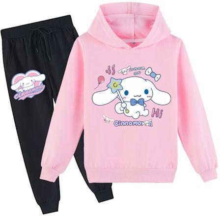 Barn Pojkar Flickor Cinnamoroll Tryckt Hoodie Sweatshirt Byxor Set Casual Träningsoverall Rosa 130cm Pink