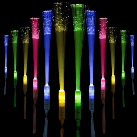 LED lyspinde, 2 stk. fiberoptisk lys, flerfarvet fla