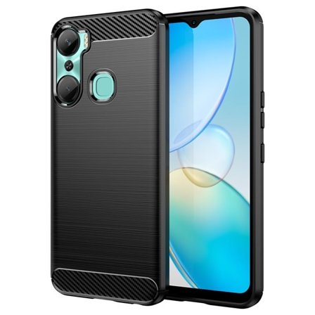 Carbon Case etui til Infinix Hot 12 Pro fleksibelt silikone carbon cover sort