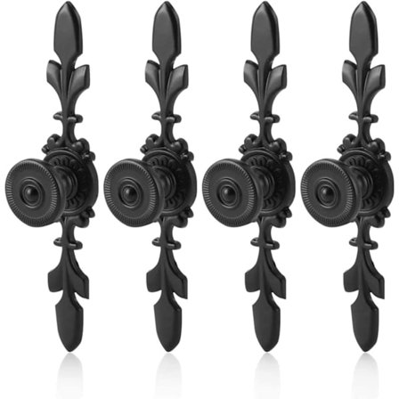 4 stk. Dørhåndtak Vintage Stil Håndtak, Retro Sort Aluminium C