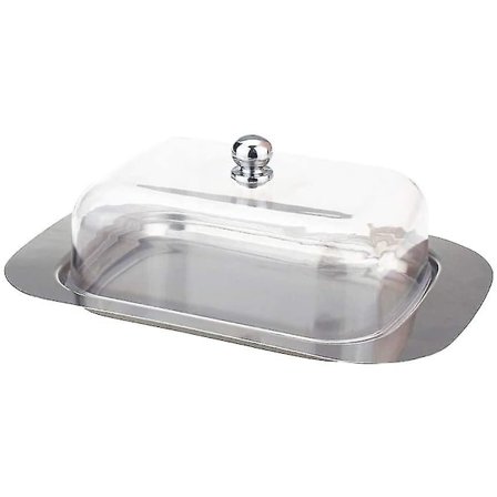 Smörgåsbricka i rostfritt stål med lock